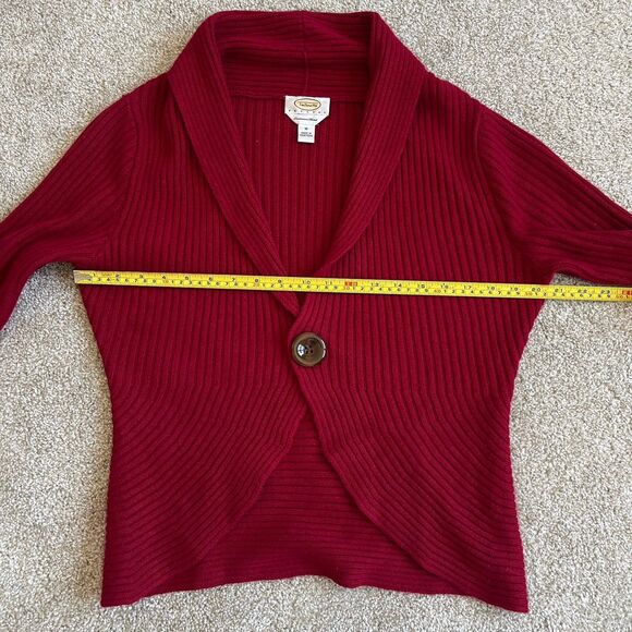 Vintage Talbots Cashmere Silk Ribbed Knit Y2K Cardigan Sweater Red M Holidays - Picture 12 of 15